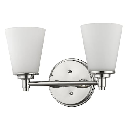 Estallar 10 x 15 x 6.5 in. Conti 2-Light Polished Nickel Sconce with Etched Glass Shades ES3670114